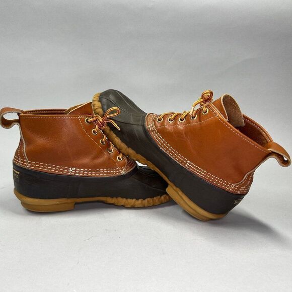 L.L. Bean Bean Boots Mens Size 8 Vintage Brown Leather Rubber Outdoor Waterproof - Picture 8 of 11